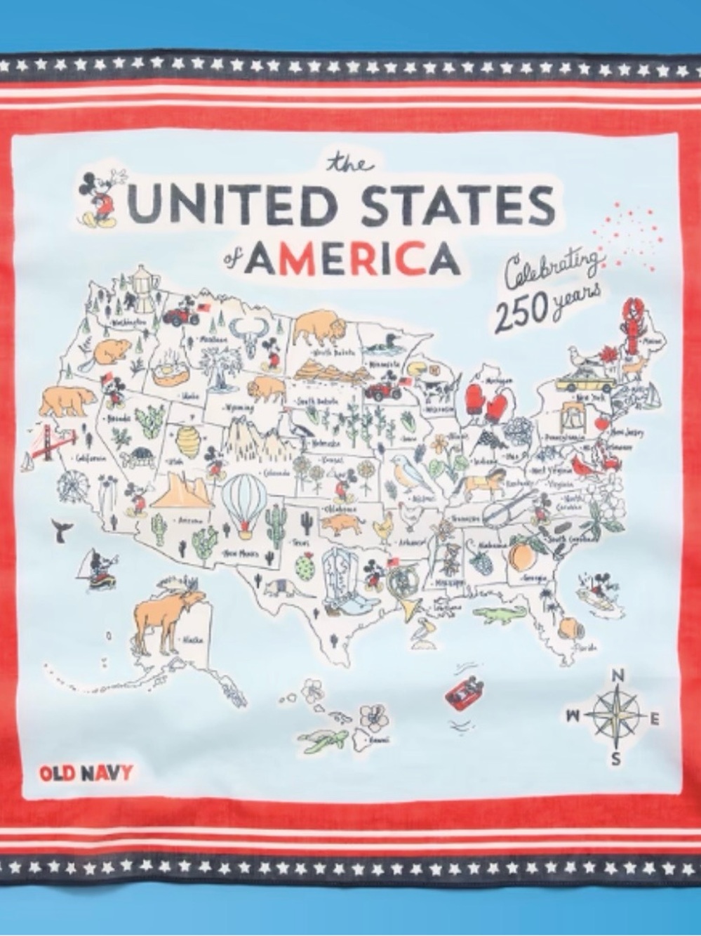 ćLimited editionć250th anniversary United States Map scarf Mickey Disney